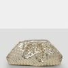 Public Desire UK The Project Metallic Gold Weave Clutch Bag