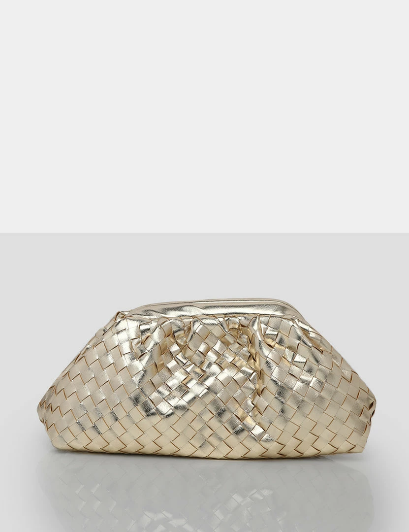 Public Desire UK The Project Metallic Gold Weave Clutch Bag 1 Public Desire UK The Project Metallic Gold Weave Clutch Bag