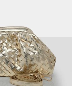 Public Desire UK The Project Metallic Gold Weave Clutch Bag 7 Public Desire UK The Project Metallic Gold Weave Clutch Bag