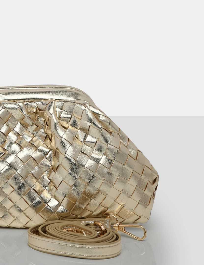 Public Desire UK The Project Metallic Gold Weave Clutch Bag 4 Public Desire UK The Project Metallic Gold Weave Clutch Bag