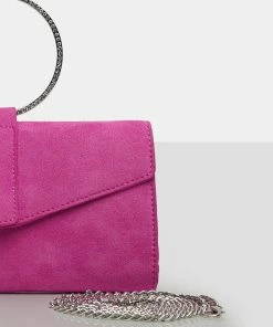 Public Desire UK The Pammy Pink Suede Diamante Handle Envelope Clutch NEW IN 9 Public Desire UK The Pammy Pink Suede Diamante Handle Envelope Clutch NEW IN