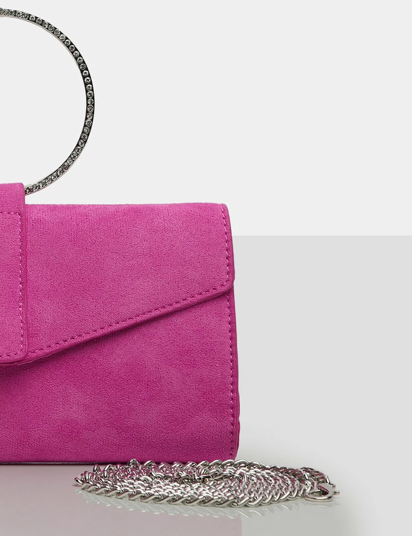 Public Desire UK The Pammy Pink Suede Diamante Handle Envelope Clutch NEW IN 5 Public Desire UK The Pammy Pink Suede Diamante Handle Envelope Clutch NEW IN