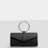 Public Desire UK NEW IN The Pammy Black Pu Diamante Handle Envelope Clutch