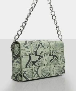 Public Desire UK The Makai Pastel Snake Shoulder Woven Chain Bag NEW IN