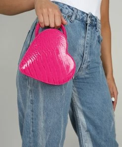 Public Desire UK The Roux Bright Pink Croc Heart Grab Bag