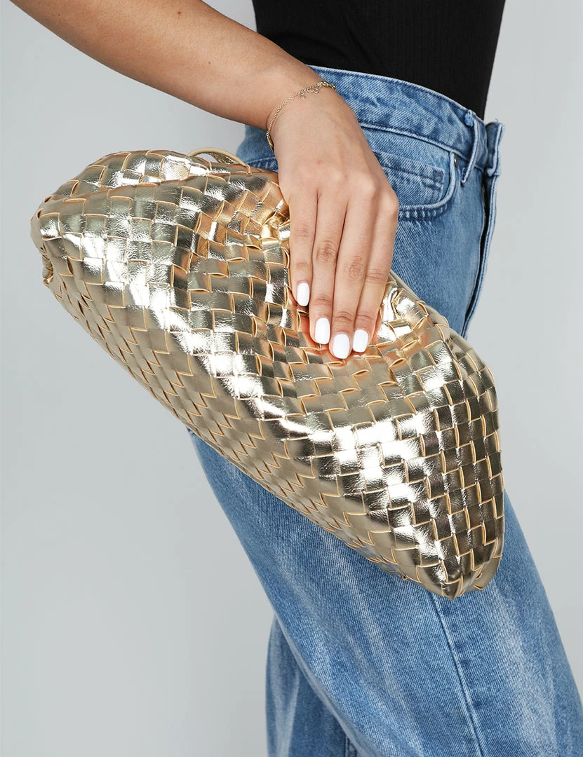 Public Desire UK The Project Metallic Gold Weave Clutch Bag 2 Public Desire UK The Project Metallic Gold Weave Clutch Bag