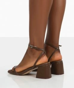 Public Desire UK Lane Chocolate Raffia Strappy Mid Block Heeled Sandals NEW IN 7 Public Desire UK Lane Chocolate Raffia Strappy Mid Block Heeled Sandals NEW IN