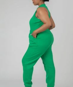 Public Desire UK KAIIA CLOTHING Curve High Neck Racer Back Bodysuit Green