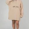 Public Desire UK KAIIA CLOTHING Curve Oversize Half Zip Sweater Dress Stone