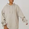 Public Desire UK KAIIA CLOTHING Curve Oversized Sweat Hoodie Dress Ash