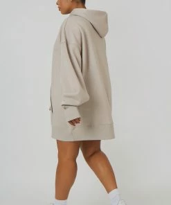 Public Desire UK KAIIA CLOTHING Curve Oversized Sweat Hoodie Dress Ash