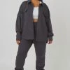Public Desire UK Curve Oversized Pocket Front Shacket Dark Grey