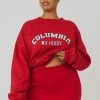 Public Desire UK Curve Oversized Embroidered Slogan Sweatshirt Red KAIIA CLOTHING
