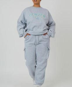 Public Desire UK Curve Cargo Joggers Grey Marl KAIIA CLOTHING