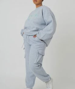 Public Desire UK Curve Cargo Joggers Grey Marl KAIIA CLOTHING