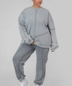 Public Desire UK Curve Oversized Raw Edge Joggers Acid Wash KAIIA CLOTHING