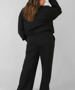 Public Desire UK Curve Kaiia Tonal Embroidered Joggers Black KAIIA CLOTHING