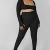 Public Desire UK KAIIA CLOTHING Curve Thick Waistband Ribbed Leggings Black