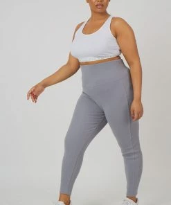 Public Desire UK Curve Thick Waistband Ribbed Leggings Grey