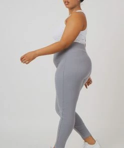 Public Desire UK Curve Thick Waistband Ribbed Leggings Grey
