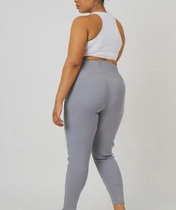 Public Desire UK Curve Thick Waistband Ribbed Leggings Grey