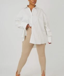 Public Desire UK Curve Rib Mix Acid Wash Shaper Legging Nude