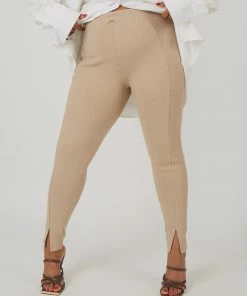 Public Desire UK Curve Rib Mix Acid Wash Shaper Legging Nude