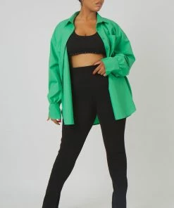 Public Desire UK Curve Split Hem Ribbed Leggings Black KAIIA CLOTHING