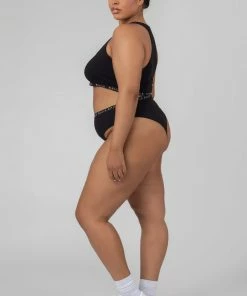 Public Desire UK KAIIA CLOTHING Curve Kaiia Elastic Scoop Neck Bra Black