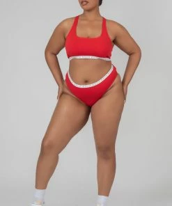 Public Desire UK Curve Kaiia Elastic Scoop Neck Bra Red KAIIA CLOTHING