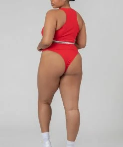 Public Desire UK Curve Kaiia Elastic Scoop Neck Bra Red KAIIA CLOTHING