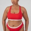 Public Desire UK Curve Kaiia Elastic Scoop Neck Bra Red KAIIA CLOTHING