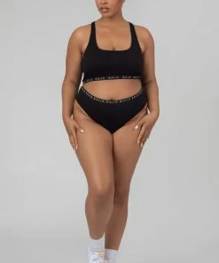 Public Desire UK Curve Kaiia Elastic Highwaisted Brief Black KAIIA CLOTHING