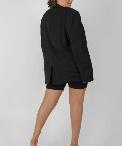Public Desire UK KAIIA CLOTHING Curve Longline Blazer Black
