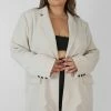 Public Desire UK Curve Relaxed Blazer Stone
