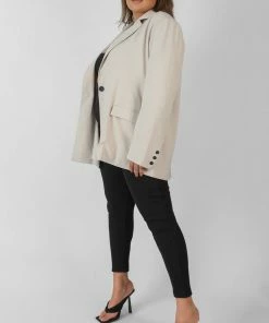 Public Desire UK Curve Relaxed Blazer Stone