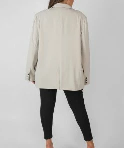 Public Desire UK Curve Relaxed Blazer Stone