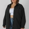 Public Desire UK KAIIA CLOTHING Curve Padded Oversized Shacket Black