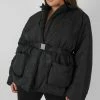 Public Desire UK KAIIA CLOTHING Curve Belted Puffer Blazer Black