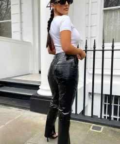 Public Desire UK Croc Vinyl Trousers Black KAIIA CLOTHING