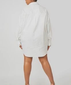 Public Desire UK Curve Oversized Poplin Shirt Dress White