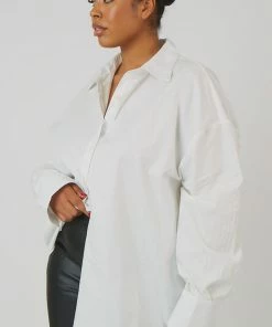 Public Desire UK Curve Oversized Poplin Shirt White KAIIA CLOTHING