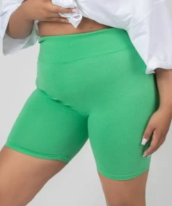 Public Desire UK Curve High Waisted Jersey Cycling Shorts Green