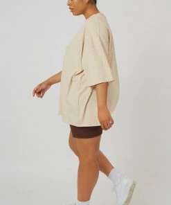 Public Desire UK KAIIA CLOTHING Curve Tonal Embroidered Tee Stone