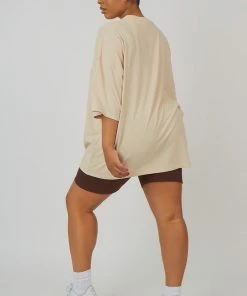 Public Desire UK KAIIA CLOTHING Curve Tonal Embroidered Tee Stone