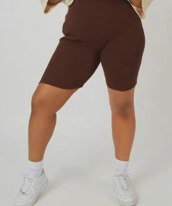 Public Desire UK Curve Rib Cycling Shorts Chocolate
