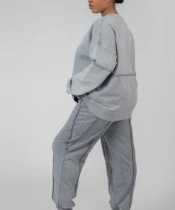 Public Desire UK Curve Oversized Raw Edge Sweatshirt Acid Wash