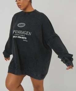 Public Desire UK Curve Longline Copenhagen Sweat Acid Wash KAIIA CLOTHING