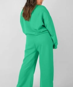 Public Desire UK Curve Kaiia Oversized Tonal Embroidered Sweatshirt Green KAIIA CLOTHING