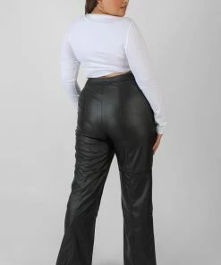 Public Desire UK Curve Scoop Neck Long Sleeve Crop Top White KAIIA CLOTHING